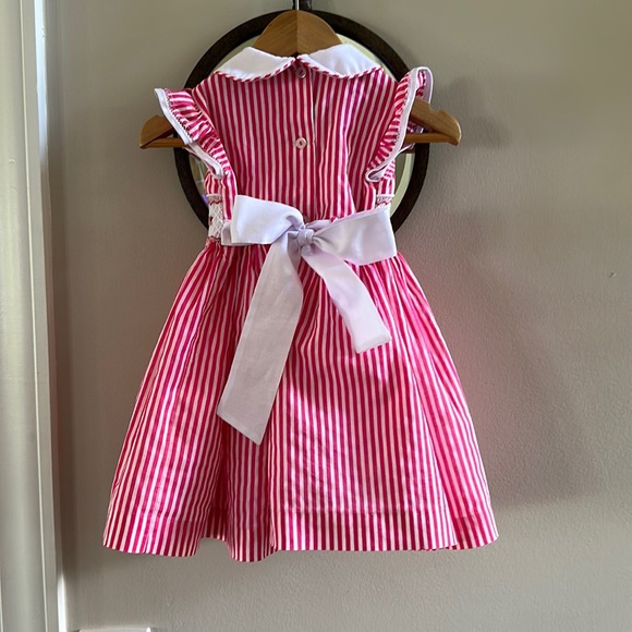 Pretty Originals - England - Pink Candy Striped Smocked Dress - Picture 2 of 5